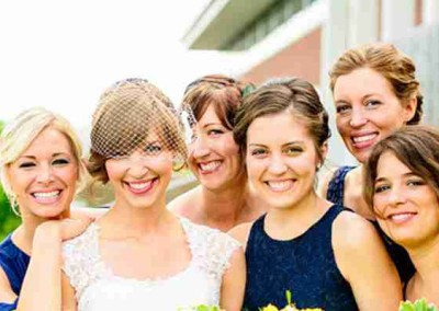 Contemporary Wedding Venues | Bridemaids posing with Bride