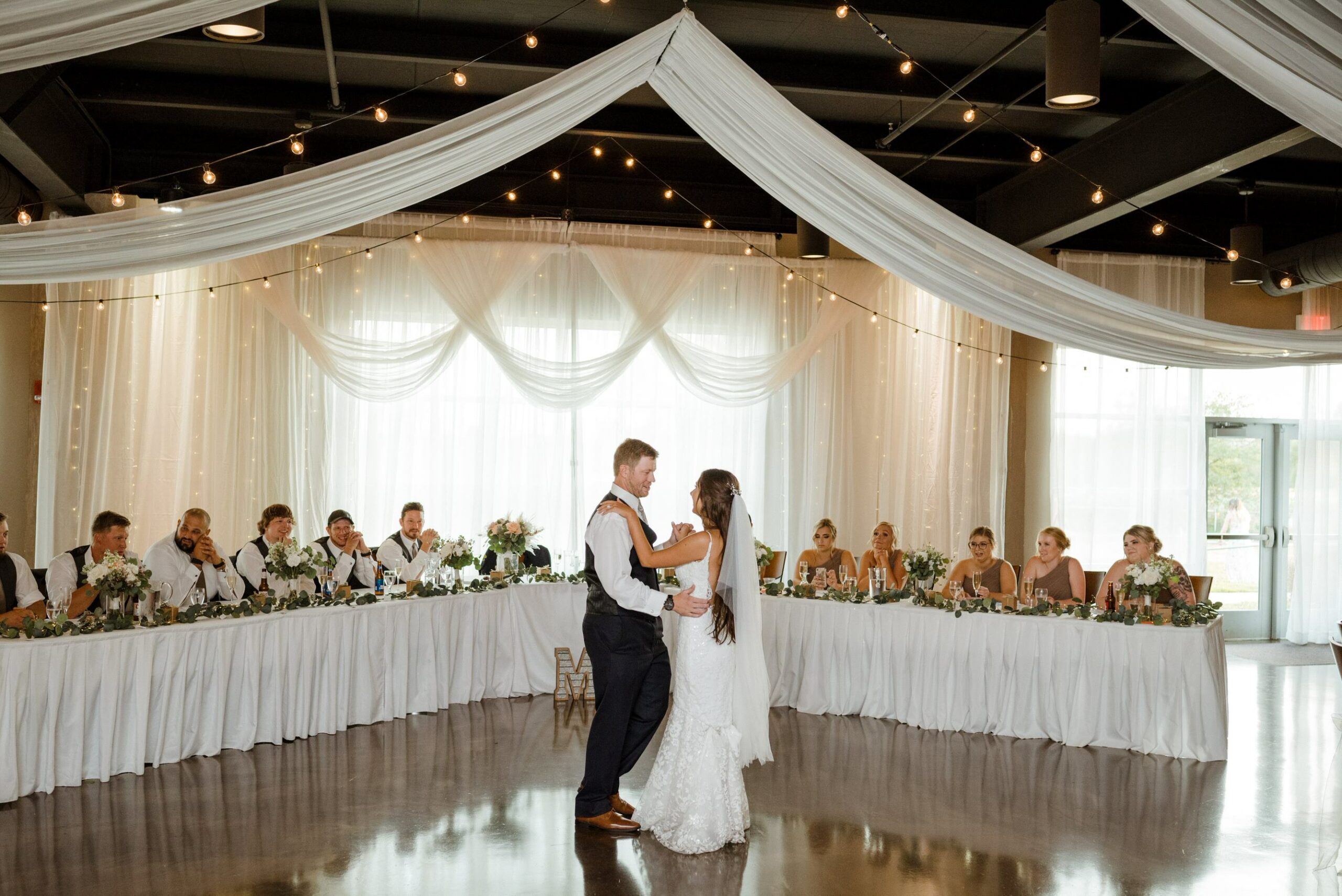 Ceiling and head table decor